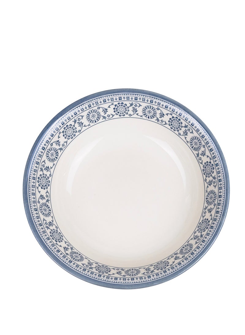 Claytan Plethora 9 inch Floral Pattern Ceramic Salad Bowl (Grey, Set of 4) - Image 3