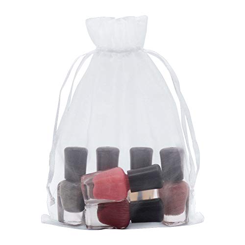 HRX Package White Organza Gift Bags 5x7 inch 100pcs, Mesh Jewelry Pouches Drawstring Bags Empty Sachet for Christmas Candy Present Wedding Giveaways - Image 4
