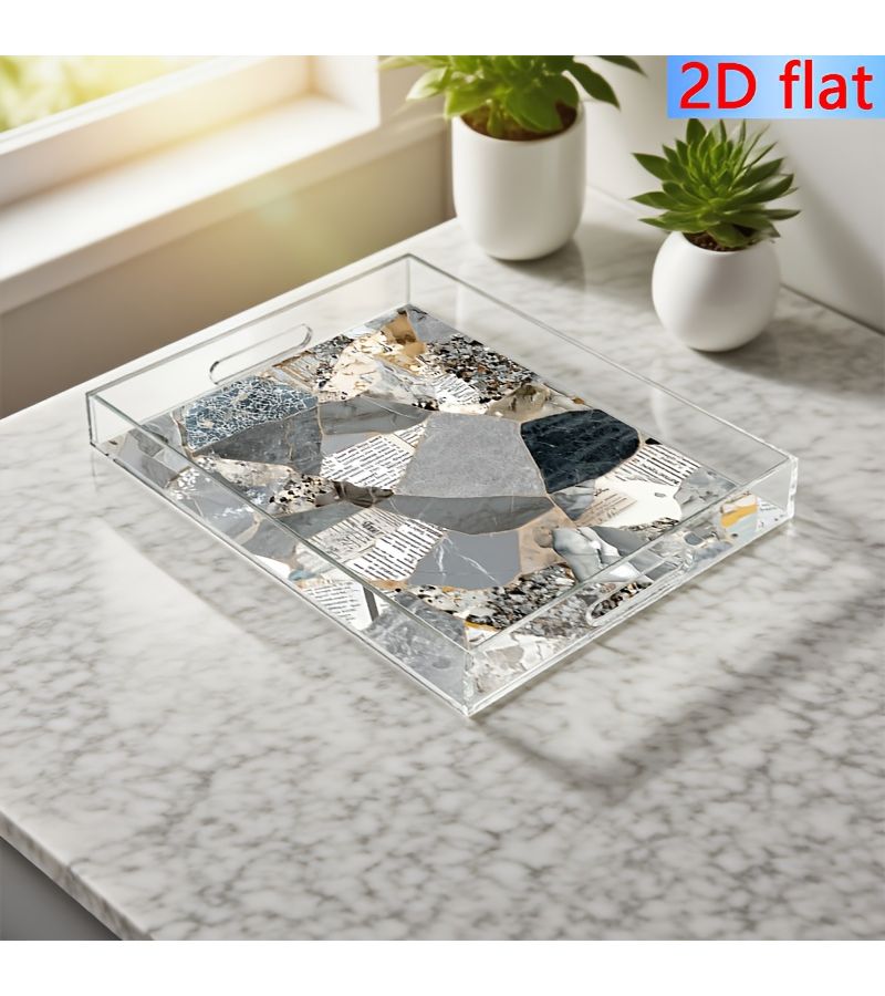 صينية بلاستيكية فنية تجريدية مقاس 15.7 × 11.8 بوصة لديكور الحمام المنزلي - Image 3