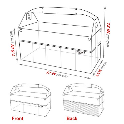 HAUTMEC 16 Inch Tool Bag, Foldable Open Top Tool Tote with Adjustable Shoulder Strap, 16 Pockets, Molded Base & Padded Handle, Portable Electrician Tool Organizer for DIY & Jobsite Use – TB0002 - Image 2