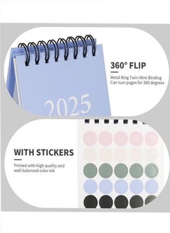 GMORO Mini Desktop Calendar, 2024-2025 - Juli 2024 to Dec 2025 Small Desktop Calendar Standing Flip Calendars Thick Paper Twin-Wire Binding with Stickers for Home Office School  - Image 2
