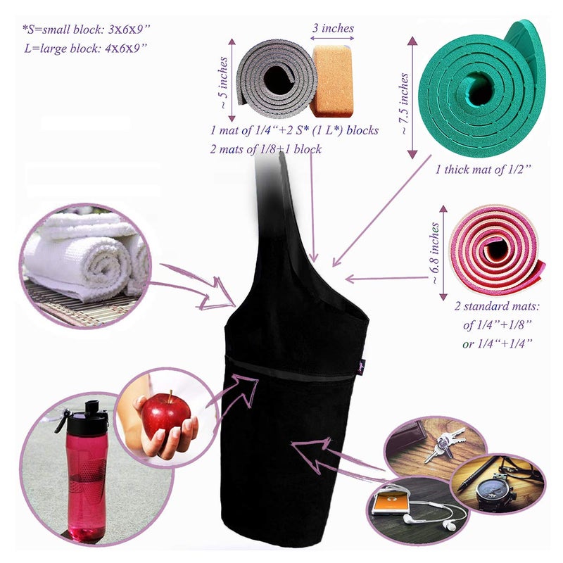 Zenifit Yoga Mat Bag – Versatile Yoga Bag with Mat Straps & Storage Pockets, Holds Yoga & Pilates Mats, Lightweight & Durable, Full Black - Image 5