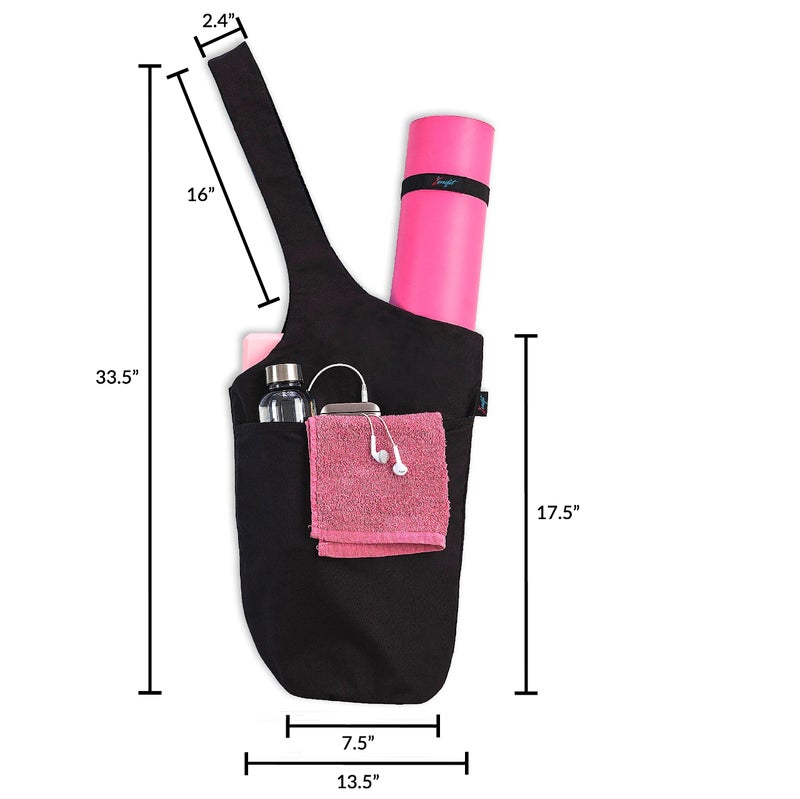 Zenifit Yoga Mat Bag – Versatile Yoga Bag with Mat Straps & Storage Pockets, Holds Yoga & Pilates Mats, Lightweight & Durable, Full Black - Image 3