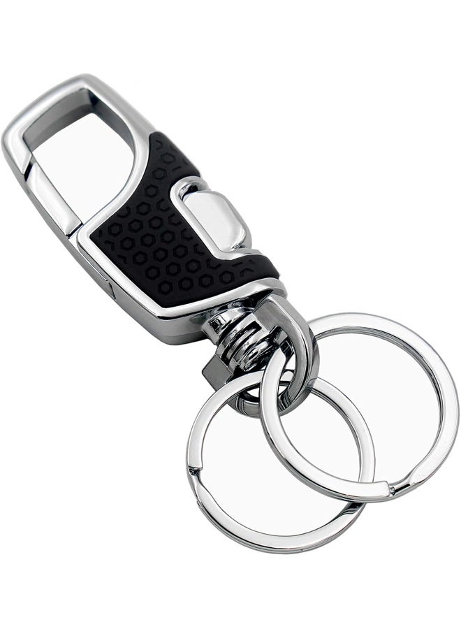 Lancher Key Chain with (2 Extra Key Rings and Gift Box) Heavy Duty Car Keychain for Men and Women - Black - Image 2