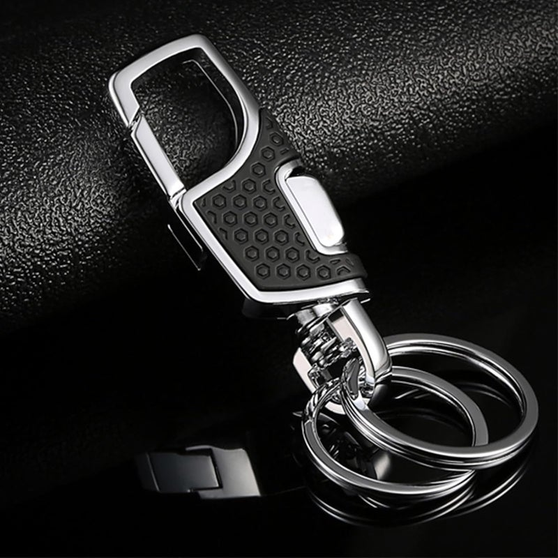 Lancher Key Chain with (2 Extra Key Rings and Gift Box) Heavy Duty Car Keychain for Men and Women - Black - Image 5