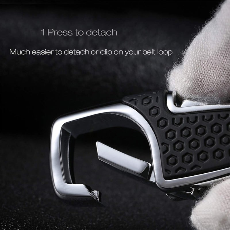 Lancher Key Chain with (2 Extra Key Rings and Gift Box) Heavy Duty Car Keychain for Men and Women - Black - Image 3