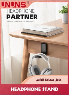 UNUNS Headphone Stand,Sticky Headset Hanger,Adhesive Earphone Holder Rack,Headset Stand Holder Clip Under Desk Holder Hook Mount,Headset Clamp For Airpods Max,Sony,HyperX,Sennheiser,Most Headphones,Black  - Image 4