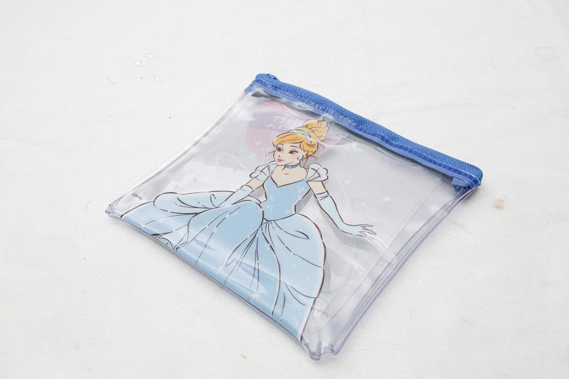 DAISO Disney Princess Flat Pouch | Blue | Small Zip Storage Bag for Stationery & Accessories - Image 2