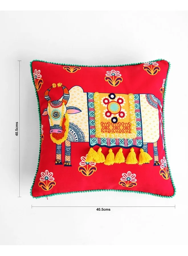 Chumbak Moo-s like Jagger Kutch Cushion Cover, 16"