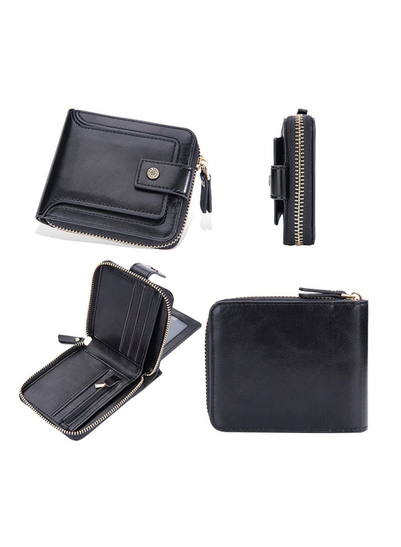 Excefore Bifold Wallet for Men Leather RFID Blocking Mens Wallets with Zipper Card Holder Coin Pocket Casual Men Purse Slim Short Wallet Gift for Father Day Business and Leisure Wallet - Image 2