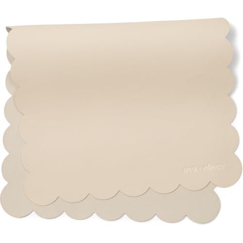 Ava + Oliver Vegan Leather Baby Changing Mat (16 X 30 in) - Multipurpose Wipeable and Portable Diaper Mat - Foldable for Travel (Cream Scallop) - Image 5