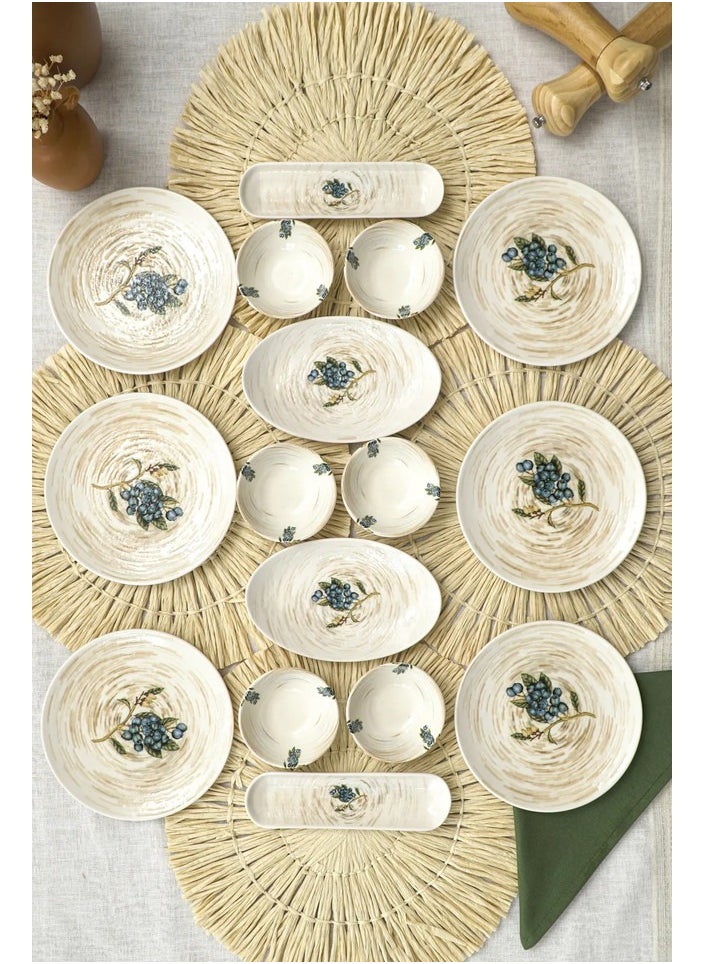 Farika Porselen - Yaban Mersini 16-Piece Porcelain Breakfast Dinnerware Set Serve 6-Person Made In Turkey Multicolor 20/ 10/ 20x13 cm - Image 1