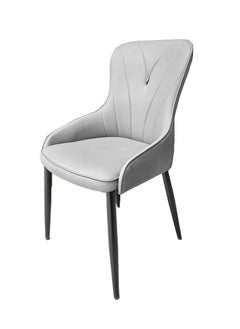 LANNY Jeffcoco Furniture PU Leather Modern Design Dining Chair, Comfortable Seat Kitchen Furniture, Grey 1 piece  - Image 1