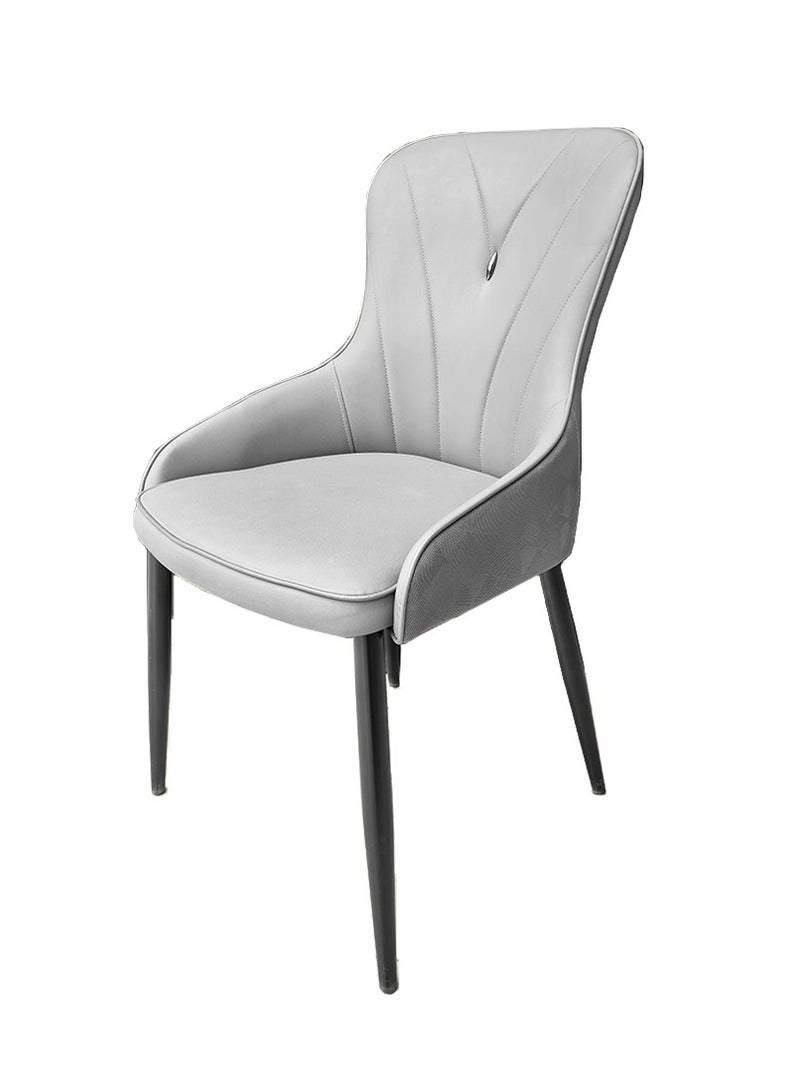 لاني كرسي الطعام للتصميم الحديث للجلد، أثاث مطبخ المقاعد المريحة، رمادي 1. - Image 1