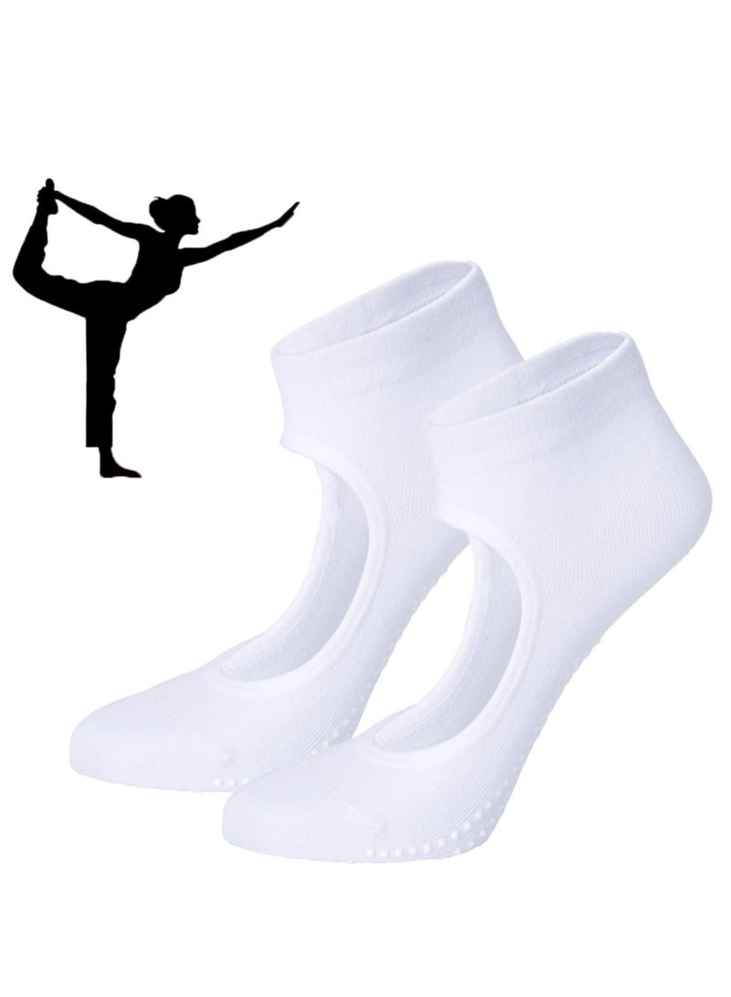 3 Pairs Anti Slip Yoga Socks Gym Pilates Ballet Fitness Sport Sweating Socks for Women, White - Image 2