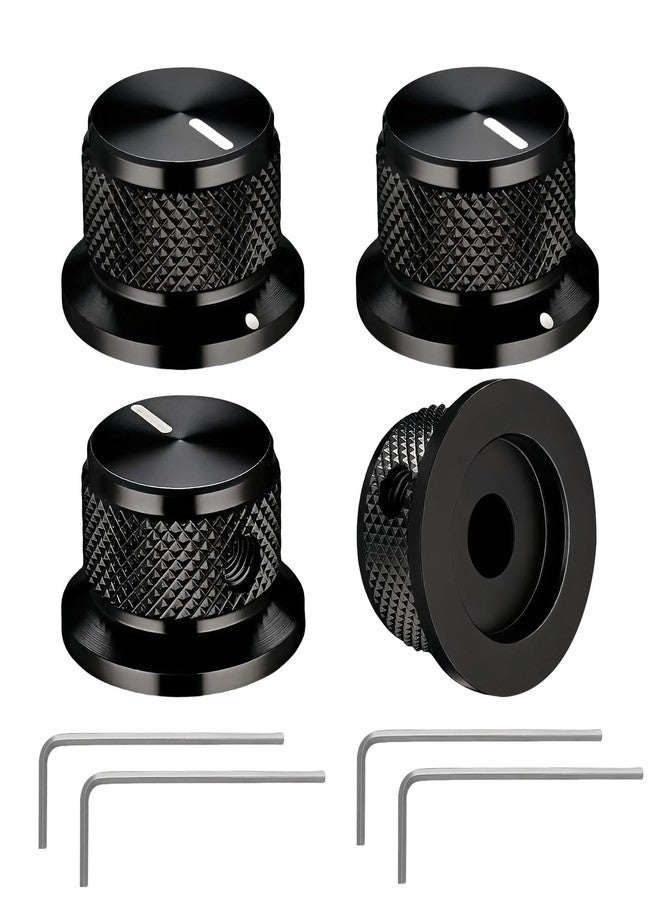 DROK Aluminium Potentiometer Knobs 6mm - Pack of 2 Black Guitar Knobs for Bass/Guitar/AMPS/Preamps with Set Screw and Allen Wrench - Image 1