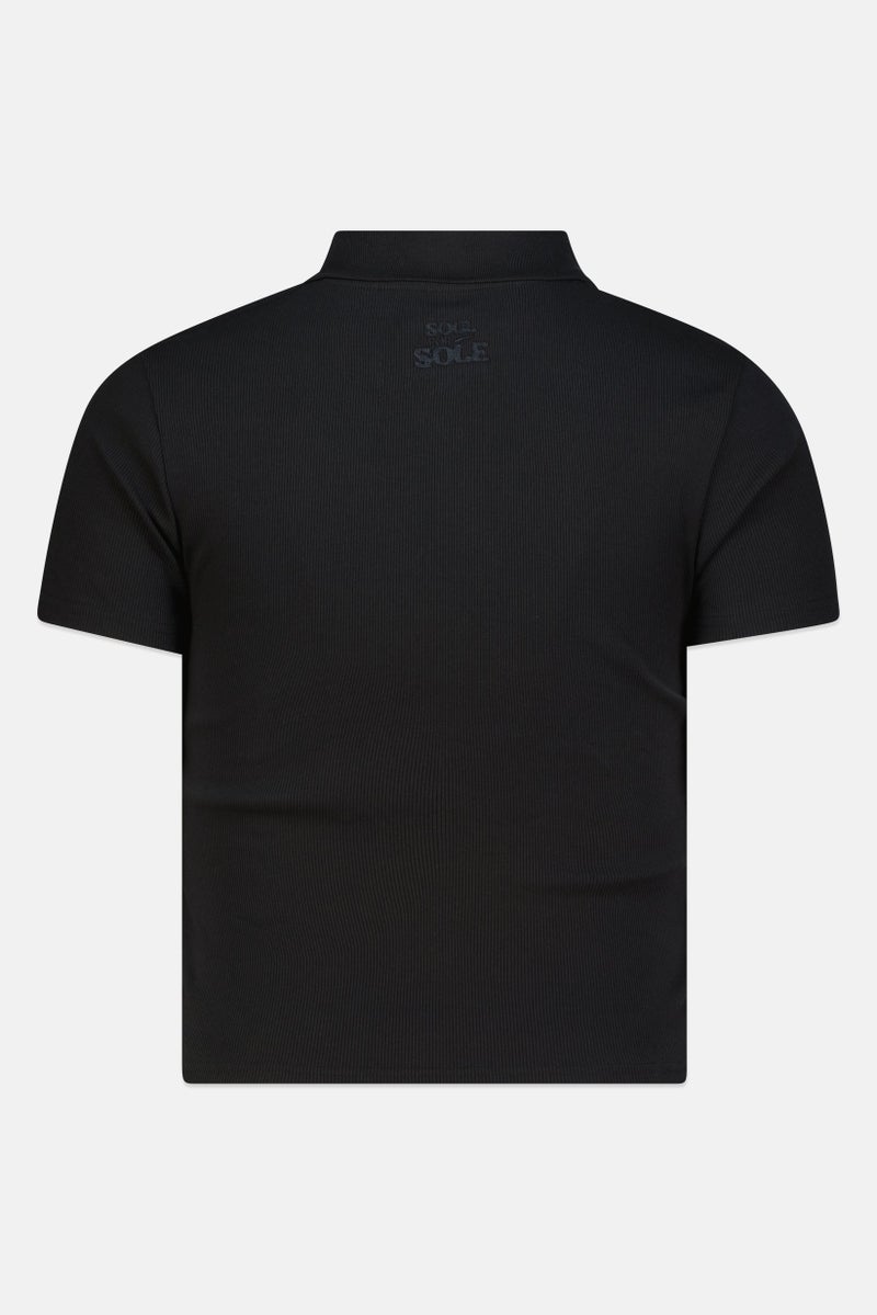 PUMA تي شيرت بولو تدريب قصير الأكمام للنساء بتصميم نحيف، أسود - Image 2