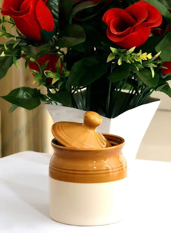 SHRIYAM CRAFT برطمانات مخلل سيراميك من شريام كرافت، عبوة من 3 برطمانات سعة 250 مل (عبوة من 3 قطع، متعددة الألوان)، بني - Image 2