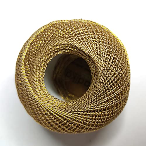 Adikala Metallic Cotton Tatting Shuttle, Crochet Dori Balls for Knitting, Weaving, Embroidery and Craft Making_(Set of 4)- 100GMS (Golden) - Image 3