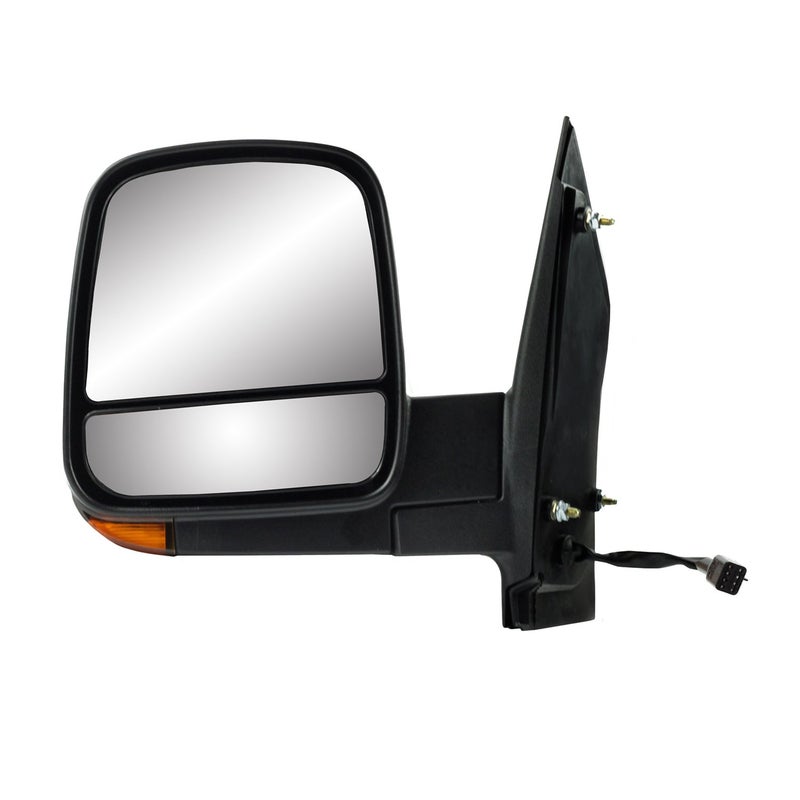 Fit System Driver Side Mirror for Chevrolet Express GMC Savana Textured Black wTurn Signal Dual Lens Foldaway Heated Power