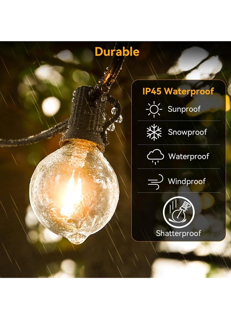 𝐅𝐅𝐃 Outdoor String Lights 25FT with 25+2 Shatterproof G40 LED Bulbs – Waterproof, Connectable, Energy-Efficient Patio Lights for Garden, Wedding, Party & Christmas Decor - Image 3