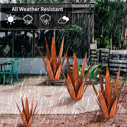 KODIBO Metal Agave Plants, Tequila Rustic Sculpture, Metal Yard Art, Outdoor Lawn Ornaments Yard Stakes (Rusty- L) - Image 5