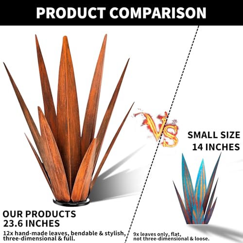 KODIBO Metal Agave Plants, Tequila Rustic Sculpture, Metal Yard Art, Outdoor Lawn Ornaments Yard Stakes (Rusty- L) - Image 4