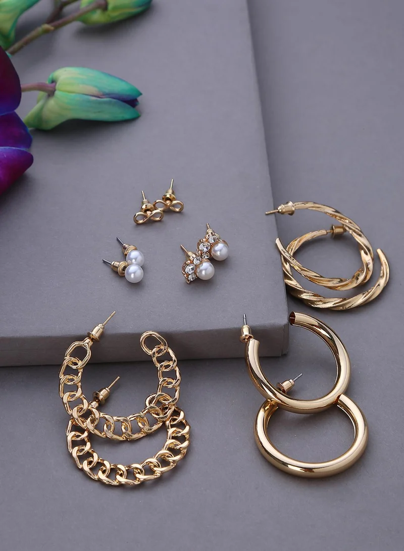 سوهي طقم أقراط عصرية مرصعة و حلقات صناعية