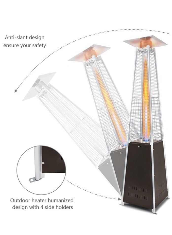 Outdoor Garden Pyramid Patio Heater Gas Flame Heater With Cover And Wheels-Brown - Image 3