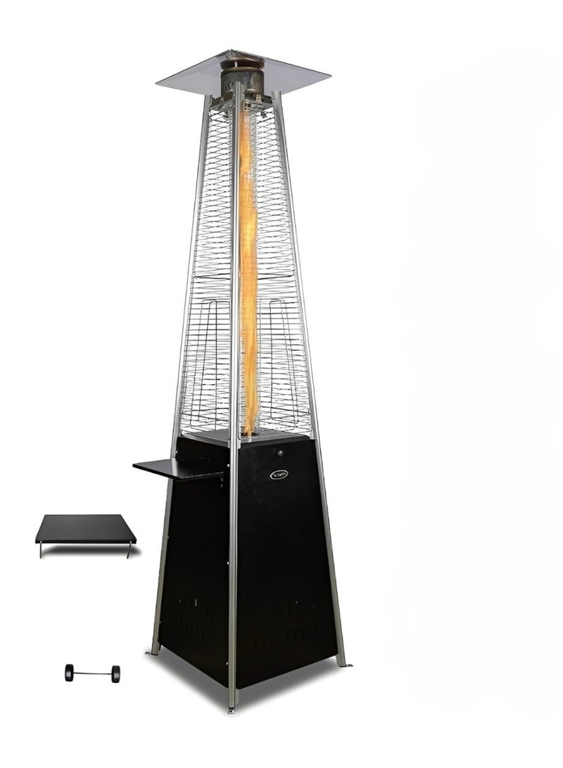 Outdoor Garden Pyramid Patio Heater Gas Flame Heater With Cover And Wheels-Brown - Image 1