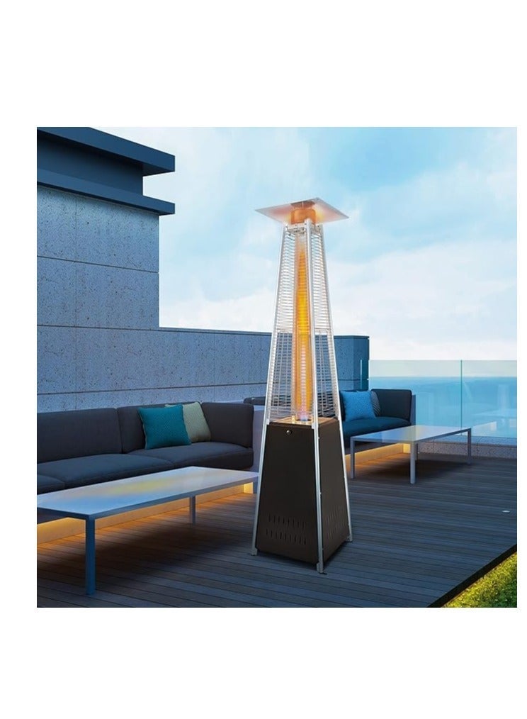 Outdoor Garden Pyramid Patio Heater Gas Flame Heater With Cover And Wheels-Brown - Image 2