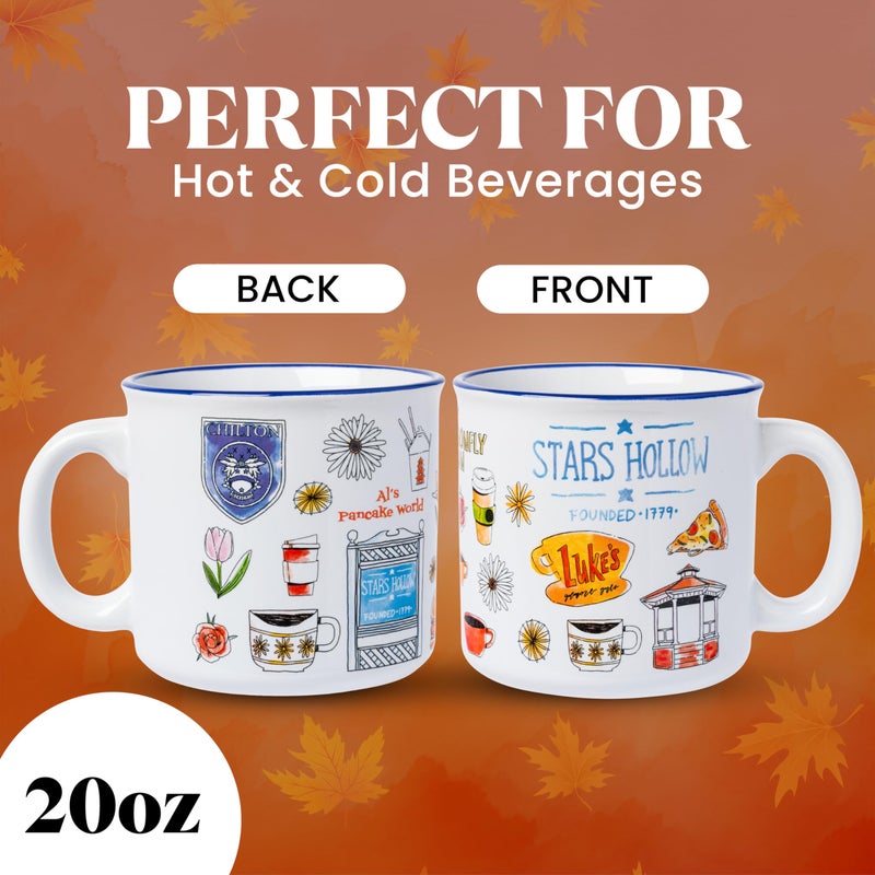 Silver Buffalo Gilmore Girls Luke's Featuring Iconic Stars Hollow Locations Ceramic Camper Mug, 20 Ounces - Image 2