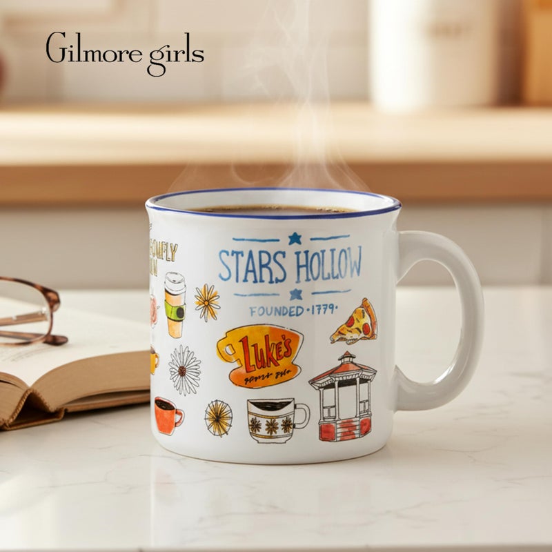 Silver Buffalo Gilmore Girls Luke's Featuring Iconic Stars Hollow Locations Ceramic Camper Mug, 20 Ounces - Image 5