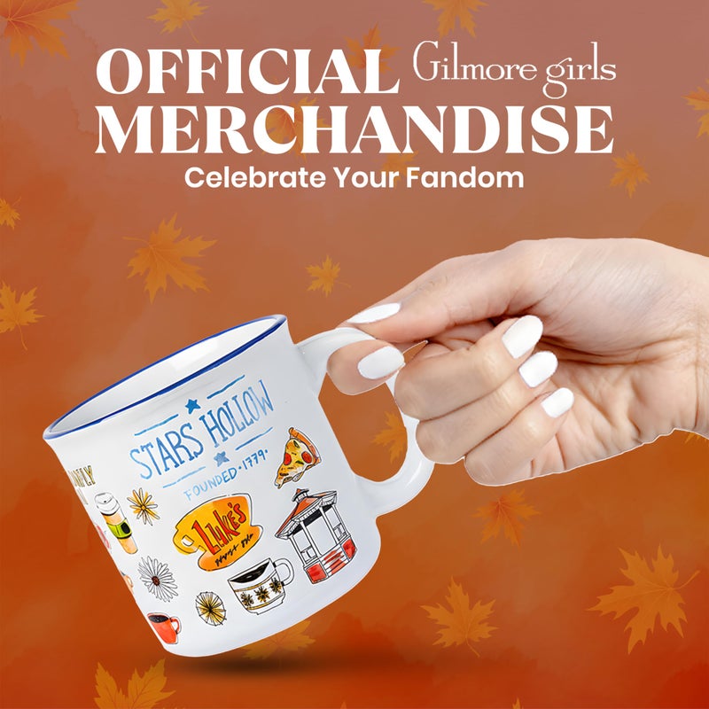 Silver Buffalo Gilmore Girls Luke's Featuring Iconic Stars Hollow Locations Ceramic Camper Mug, 20 Ounces - Image 4