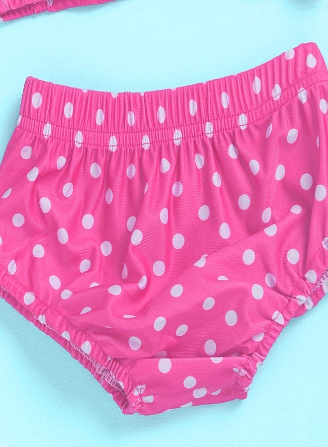 Aalizzwell Baby Girl Bikini,Kids Toddler Polka Dot Swimsuits Halter Swimwear Bikinis Set with Headband (Pink, 6-12M) - Image 3