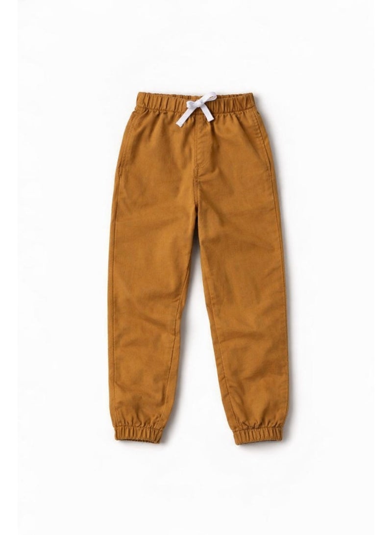 Shein Kids Cotton Jogger Pants – Elastic Waist Casual Pants in Camel Color - Image 4