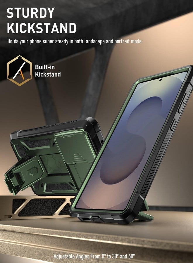 Poetic Spartan Case for Galaxy S25 Ultra 6.9", [Slide Camera Cover] [Screen Protector Works with Fingerprint ID] Military Grade Rugged Shockproof S25 Ultra Phone Case with Kickstand, Metallic Green - Image 3