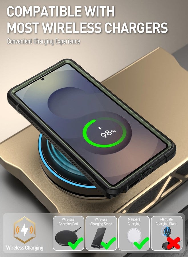 Poetic Spartan Case for Galaxy S25 Ultra 6.9", [Slide Camera Cover] [Screen Protector Works with Fingerprint ID] Military Grade Rugged Shockproof S25 Ultra Phone Case with Kickstand, Metallic Green - Image 5