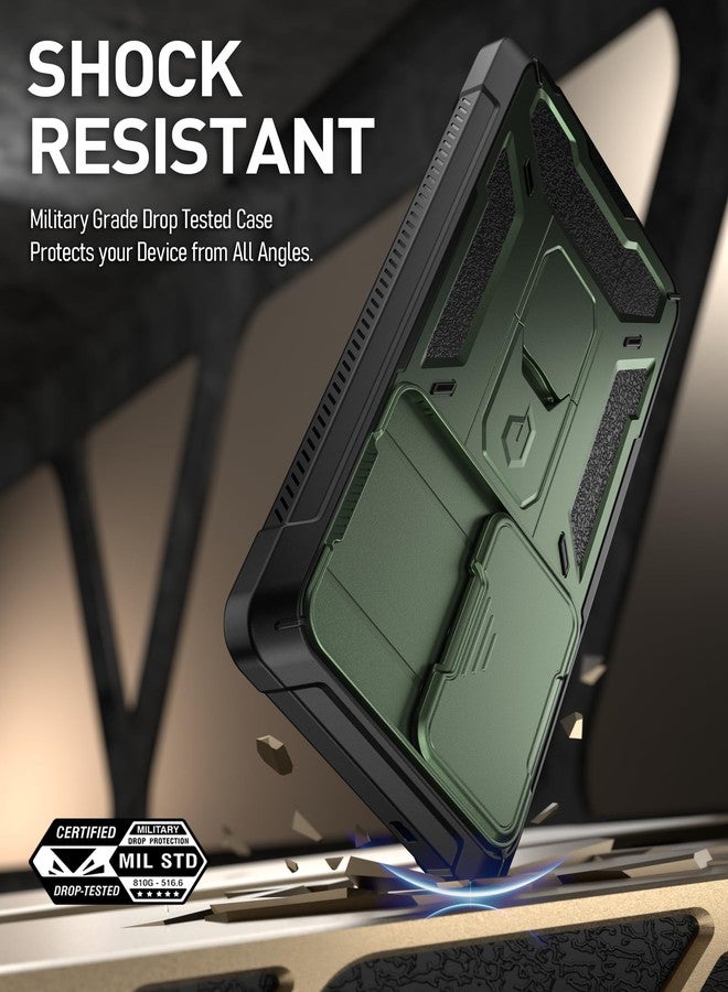 Poetic Spartan Case for Galaxy S25 Ultra 6.9", [Slide Camera Cover] [Screen Protector Works with Fingerprint ID] Military Grade Rugged Shockproof S25 Ultra Phone Case with Kickstand, Metallic Green - Image 4