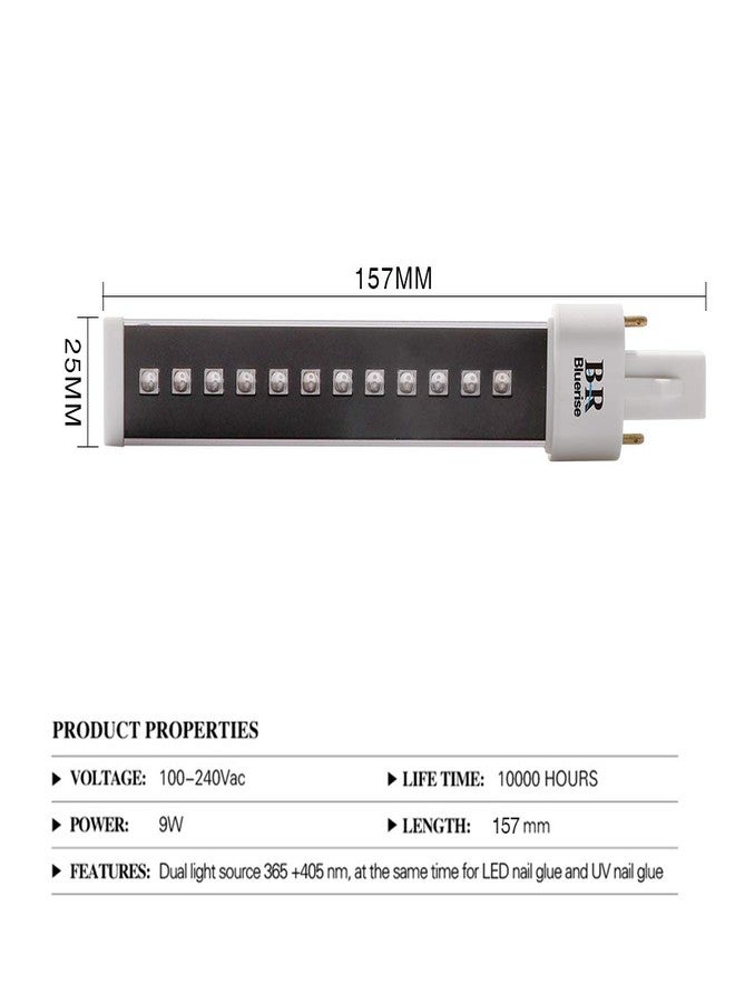 BLUERISE Gel Nail Lamp 9w Uv Led Light 4 Pcs 365 + 405nm Double Light Source Lamp Bulb 10000 Hours Led Replacement Tube for Professional Nail Salon Tools Studio Or Home Use - Image 3