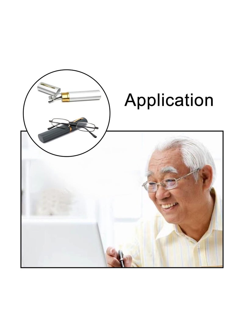 SOLARAE Reading Glasses, Anti-Blue Light Pen Holder Flat Mirror, Portable Spring Hinge Metal Semi Rimless Eyewear with Case, for Men and Women Metal Half Rim Slim Style Glasses Reading Aid(2 Pcs) - Image 3