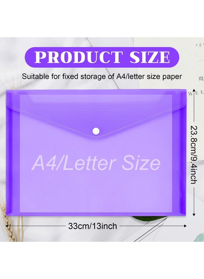 Visen 50Pcs Plastic Envelopespoly Envelopes With Snap Button Closureclear Document Folders Letter A4 Size File Envelopesplastic File Folders For School Home Work Office Organization8 Assorted Color (50) - Image 3