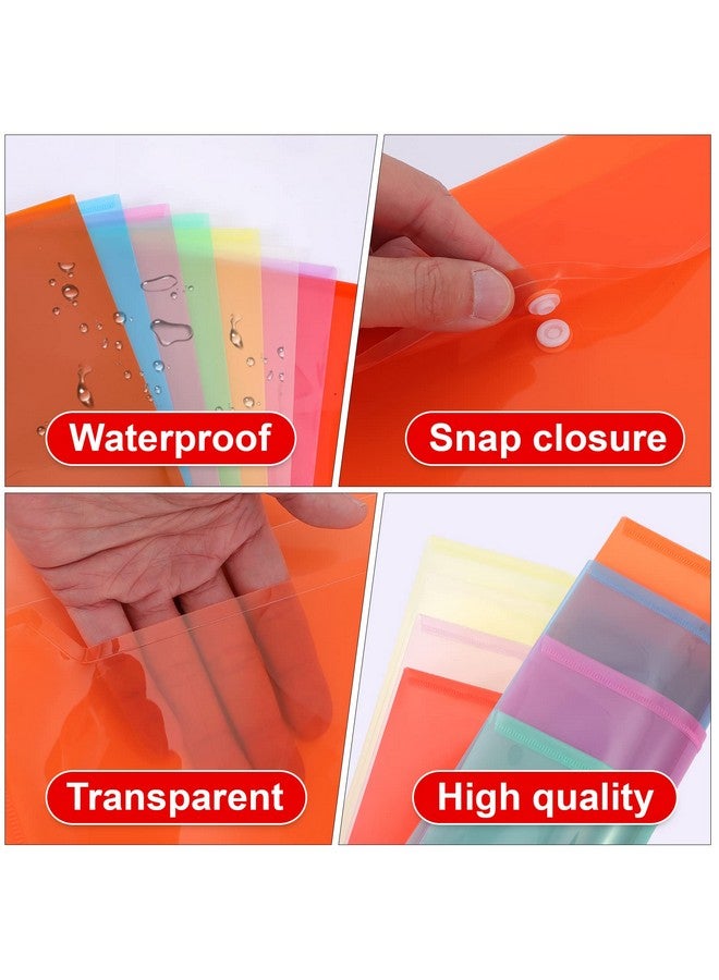 Visen 50Pcs Plastic Envelopespoly Envelopes With Snap Button Closureclear Document Folders Letter A4 Size File Envelopesplastic File Folders For School Home Work Office Organization8 Assorted Color (50) - Image 4
