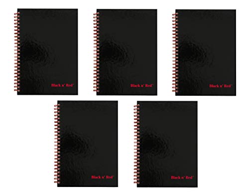 Black n' Red Twin Wire Hardcover Notebook, 8-1/4" x 5-7/8", Black/Red, 70 Ruled Sheets, Sold as 5 Pack (L67000) - Image 1