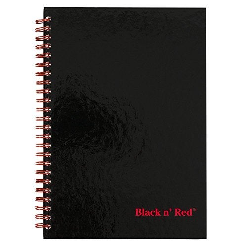 Black n' Red Twin Wire Hardcover Notebook, 8-1/4" x 5-7/8", Black/Red, 70 Ruled Sheets, Sold as 5 Pack (L67000) - Image 2