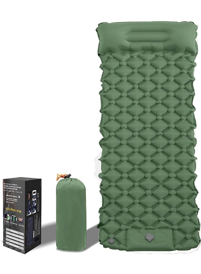 Generic Sleeping Pad For Camping Inflatable Camping Mat Ultralight Air Mattress Built In Foot Pump Backpacking Sleeping Pad Compact Sleeping Mats For Camping、Hiking、Traveling (Forest Green)  - Image 1