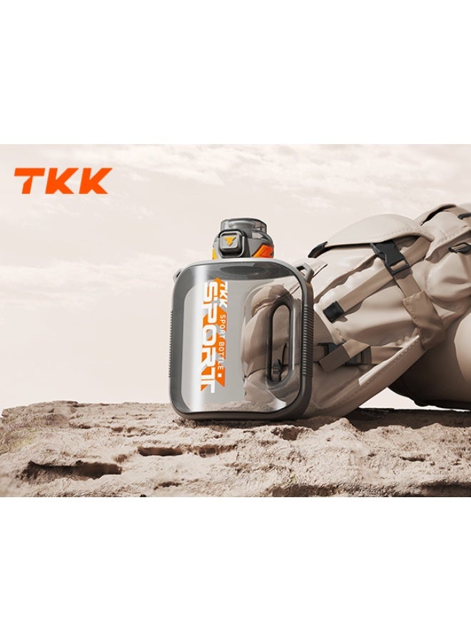 TKK 2000ml BPA Free Tritan water bottle for Gym Yoga Travel Camping Outdoor with Rope for Ease of Carry, Comes with Straw | Black - Image 1