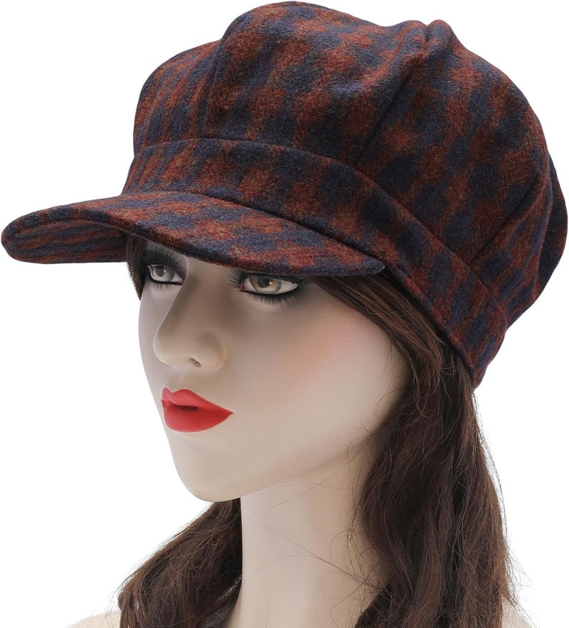 ZLYC Womens Classic Newsboy Caps Visor 8 Panel Gatsby Cabbie Hat - Image 2