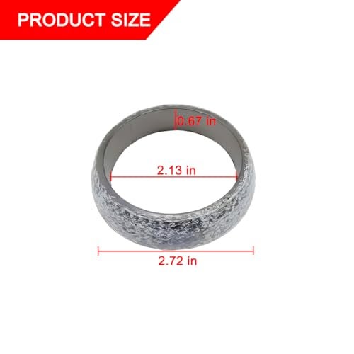 Bittwee 2PCS 54mm Car Exhaust Manifold Gasket, Automotive Replacement Exhaust Flange Gasket Seal Muffler Ring, Graphite Construction Exhaust Donut Muffler Gasket, Universal for SUV Truck RV - Image 2