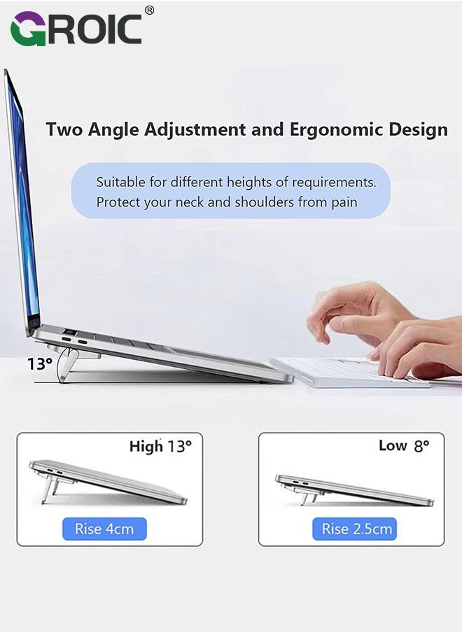 GROIC 2PCS Zinc Alloy Mini Black Foldable Laptop Stand, Portable Computer Keyboard Riser with 2 Adjustable Angles, Self-Adhesive Invisible Notebook Stand and Keyboard Lift for Desk  - Image 5